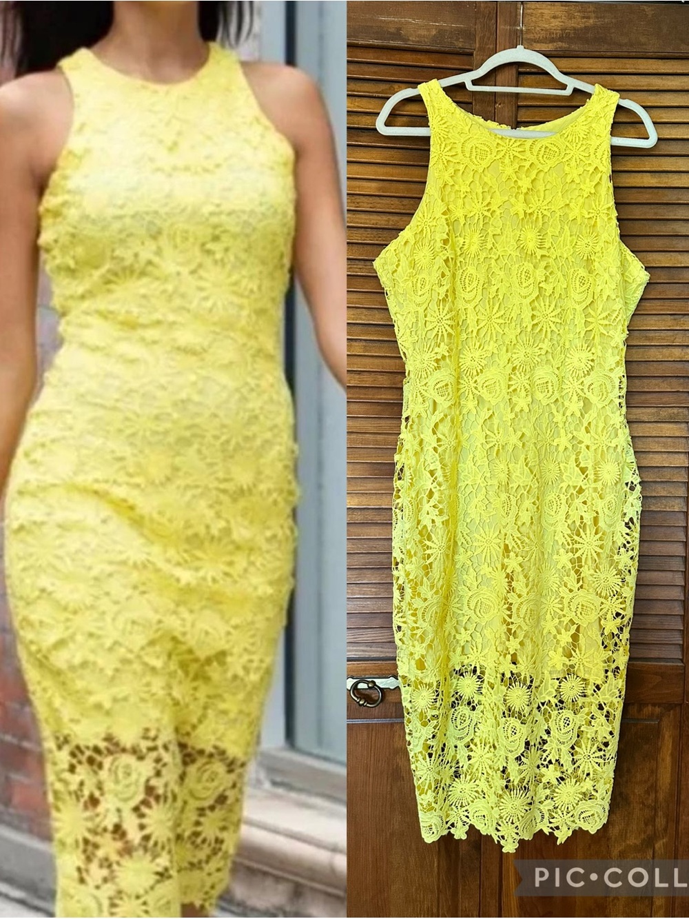 Alexia Admor Raquel Yellow Floral Lace Sheath Dress size XL